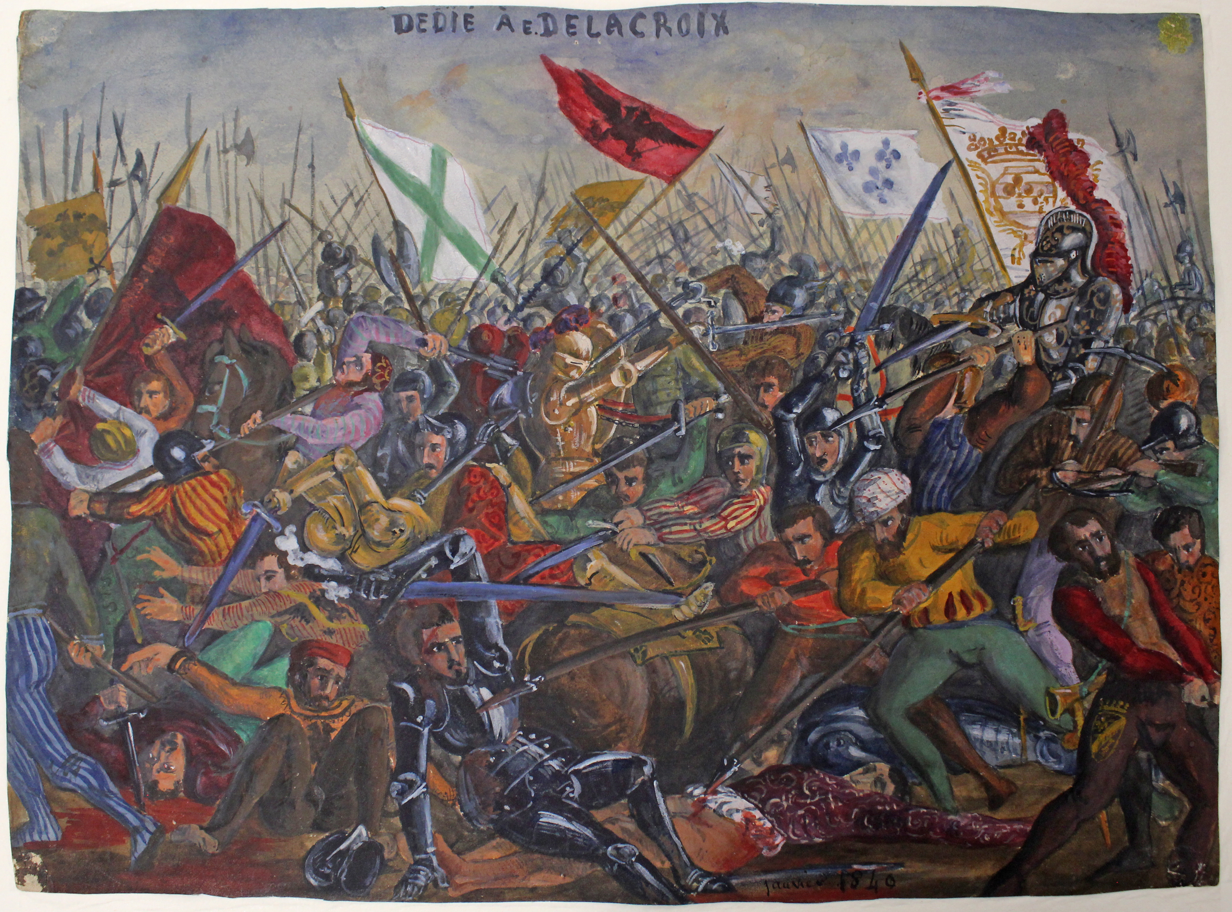 Scène de bataille "dédié à E. Delacroix"